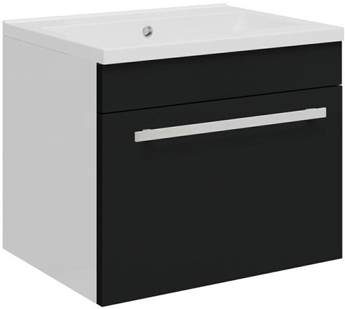 Larger image of Ultra Design Compact Wall Hung Vanity Unit & Basin (Black). 494x399mm.