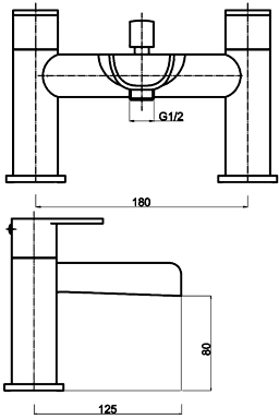 Technical image of Ultra Flume Waterfall Bath Shower Mixer Tap With Shower Kit (Chrome).