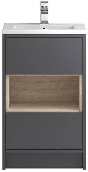 Larger image of HR Coast Floor Standing 500mm Vanity Unit & Basin Type 2 (Grey Gloss).