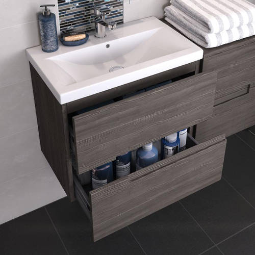 Example image of HR Urban Wall Hung 600mm Vanity Unit & Basin Type 1 (Grey Avola).