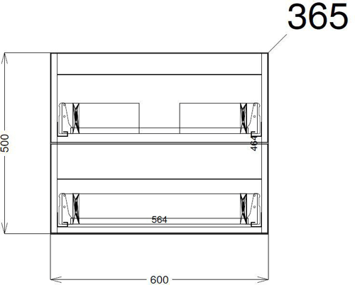 Technical image of HR Urban Wall Hung 600mm Vanity Unit & Basin Type 2 (Cashmere).