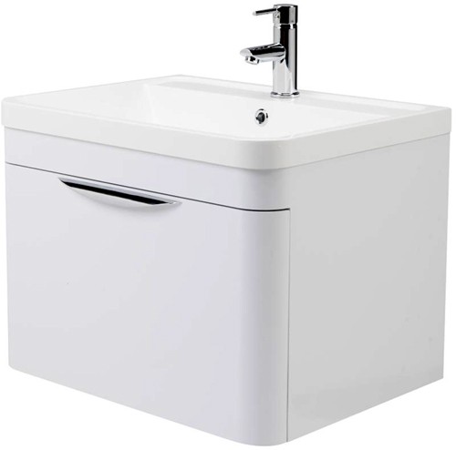 Larger image of Premier Parade Wall Mounted Vanity Unit With Drawer & Basin 600x400.
