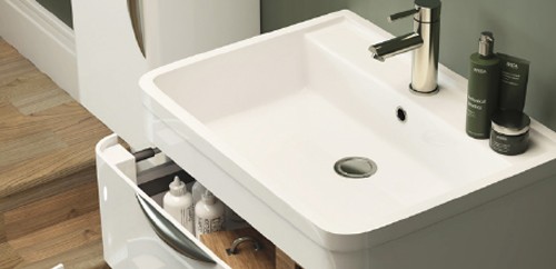 Example image of Premier Parade Wall Mounted Vanity Unit With Drawer & Basin 600x400.