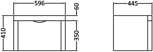 Technical image of Premier Parade 600mm Vanity Unit Suite With BTW Unit, Pan & Seat (White).