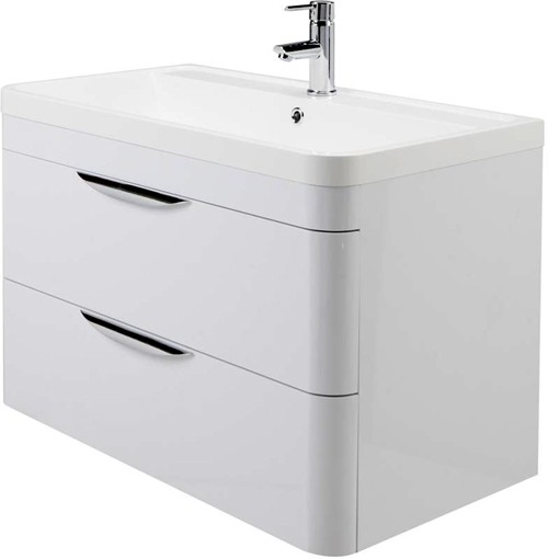Larger image of Premier Parade Wall Mounted Vanity Unit With Drawers & Basin 800x500.