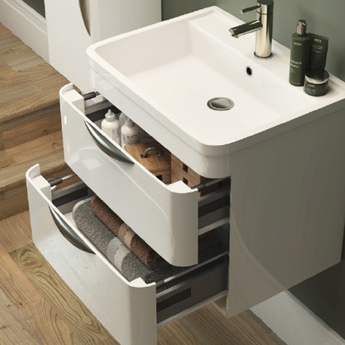 Example image of Premier Parade Wall Mounted Vanity Unit With Drawers & Basin 800x500.
