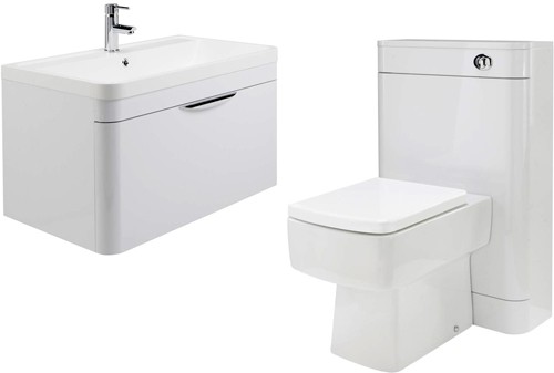 Larger image of Premier Parade 800mm Vanity Unit Suite With BTW Unit, Pan & Seat (White).