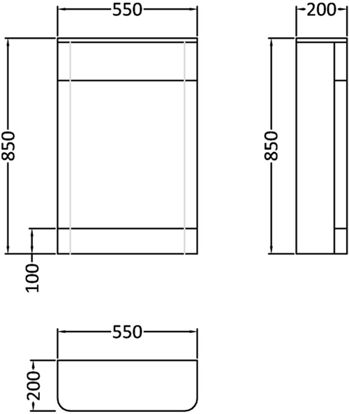 Technical image of Premier Parade BTW Unit With Toilet Pan, Cistern & Seat (White). 550x850mm.