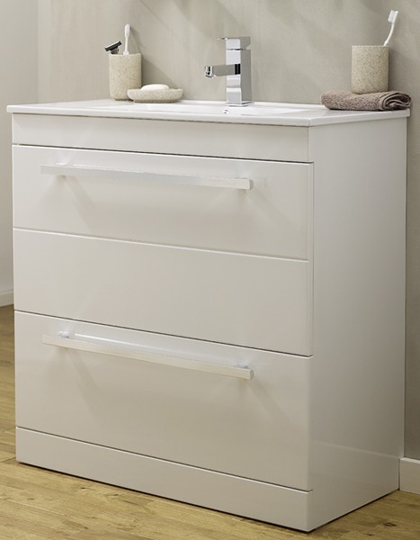 Example image of Ultra Design Vanity Unit With Ceramic Basin (White). 600x800x400mm.