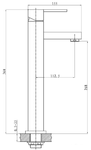 Technical image of Hudson Reed Genna High Rise Mixer Tap.