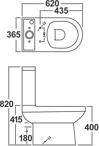 Technical image of Premier Harmony Bathroom Suite With Toilet, 550mm Basin & Pedestal.