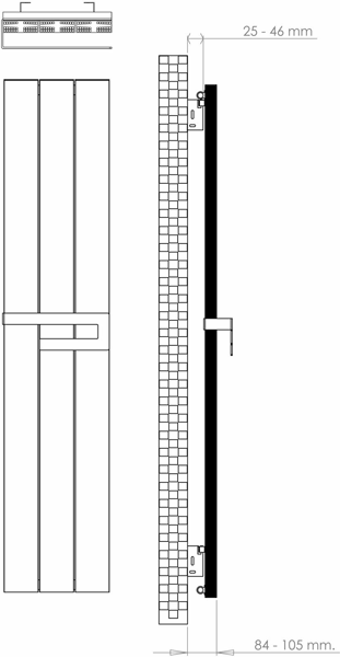 Technical image of Hudson Reed Ceylon Designer Vertical Radiator. 1800x370 (White).