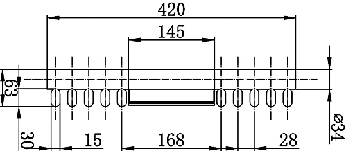 Technical image of Hudson Reed Radiators Silver Keida radiator with mirror.  1800 x 420mm. 3591 BTU.