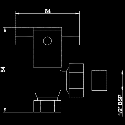 Technical image of Towel Rails Angled minimalist cross head radiator valves (pair)