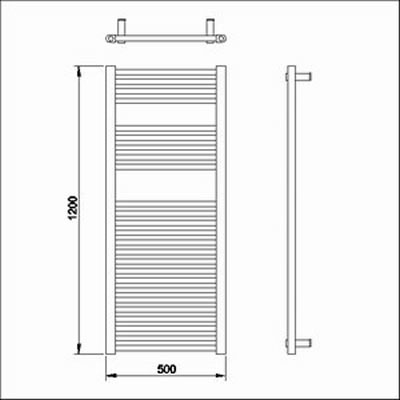 Technical image of Towel Rails Flat heated towel rail (chrome). 500x1150mm. 1905 BTU.