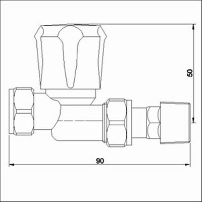 Technical image of Towel Rails Straight Radiator Valves (pair)