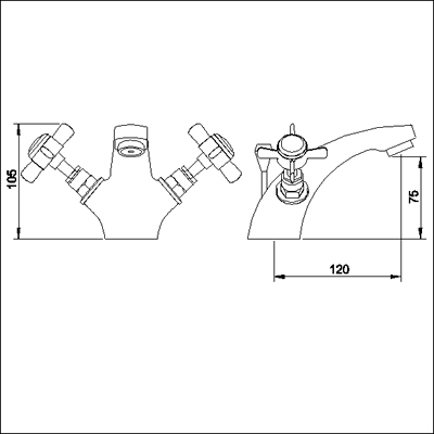 Technical image of Nuie Beaumont Mono Basin Mixer + free Pop-up Waste (Gold)