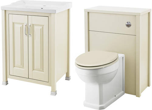 Larger image of Old London Furniture 600mm Vanity & 600mm WC Unit Pack (Ivory).