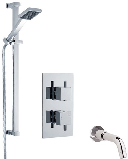 Larger image of Premier Showers Twin Thermostatic Shower Valve With Slide Rail & Bath Spout.