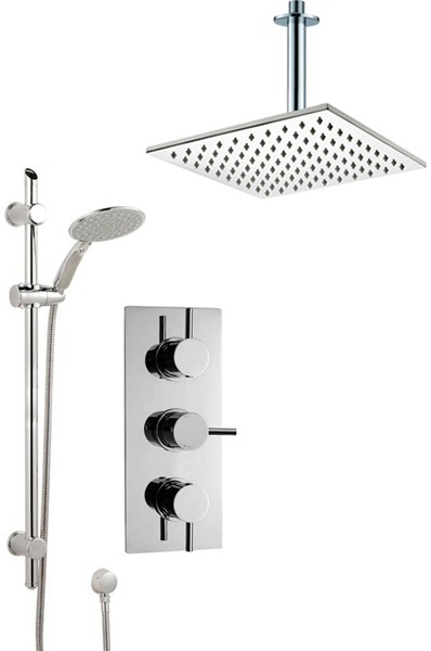 Larger image of Crown Showers Shower Set With Round Handset & Square Head (300x300mm).