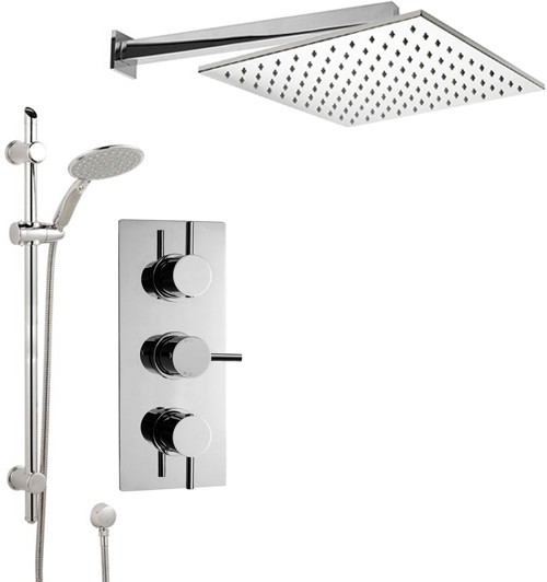 Larger image of Crown Showers Shower Set With Round Handset & Square Head (400x400mm).