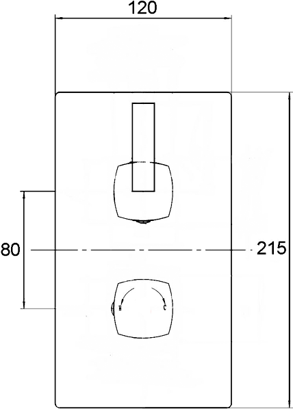 Technical image of Crown Showers Shower Set With Square Handset & Square Head (200x200mm).