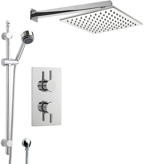 Larger image of Crown Showers Shower Set With Round Handset & Square Head (300x300mm).