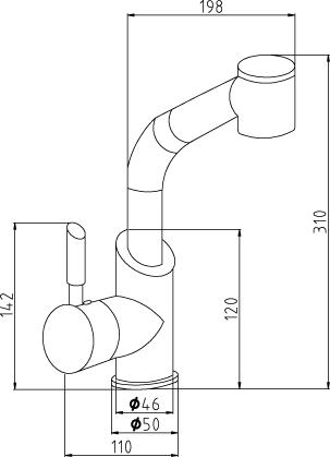 Technical image of Kitchen Rinser Kitchen Tap With Pull Out Spray (Chrome).