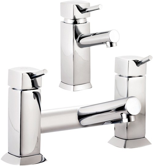 Larger image of Hudson Reed Kia Basin Mixer & Bath Filler Tap Set (Chrome).