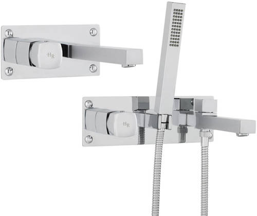 Larger image of Hudson Reed Kia Wall Mounted Basin & Bath Shower Mixer Tap Pack.