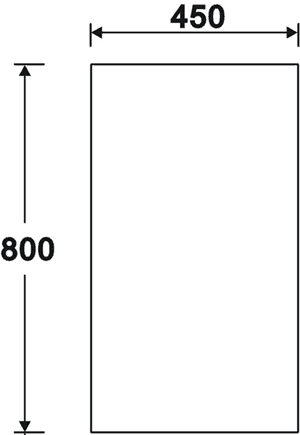 Technical image of Hudson Reed Lumina Bathroom Mirror.  Size 450x800mm.