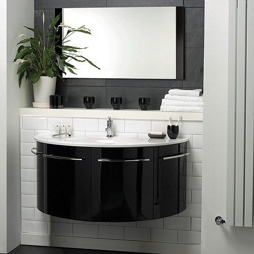 Larger image of Hudson Reed Moon Wall Hung Furniture Set (High Gloss Black).