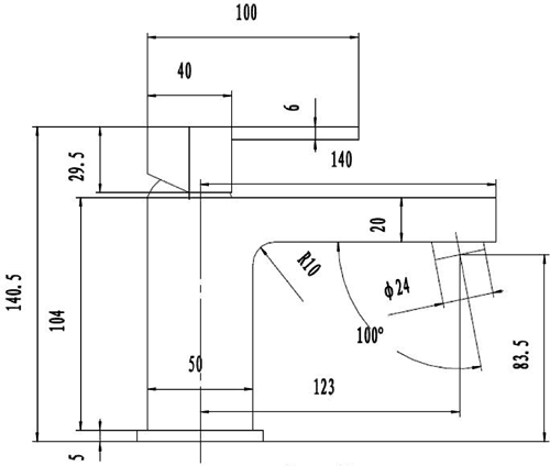 Technical image of Hudson Reed Logo Basin Mixer Tap With Push Button Waste (Chrome).