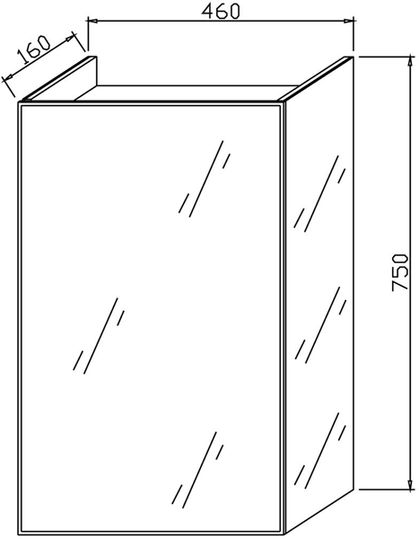 Technical image of Premier Cabinets Intrigue Mirror Bathroom Cabinet (460x750mm).