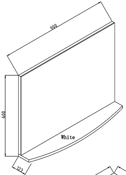 Technical image of Hudson Reed Vanguard Bathroom Mirror With Shelf 900x600mm.