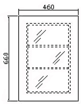 Technical image of Ultra Cabinets Austin Mirror Bathroom Cabinet (Stainless Steel).