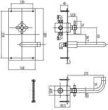 Technical image of Hudson Reed Tec Wall Mounted Thermostatic Sequential Bath Filler.