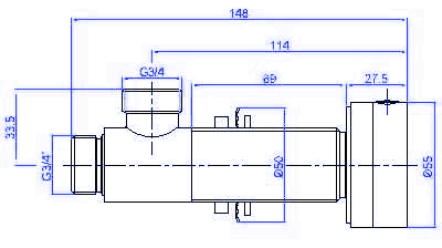 Technical image of Hudson Reed Clio 3/4" Freeflow Bath Filler with pop up waste and overflow.