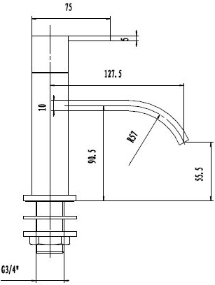 Technical image of Hudson Reed Motif Bath Shower Mixer Tap With Shower Kit (Chrome).