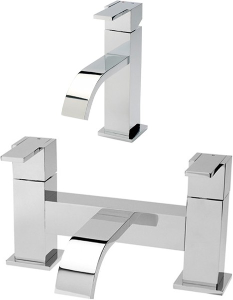 Larger image of Hudson Reed Motif Basin Mixer & Bath Filler Tap Set (Chrome).