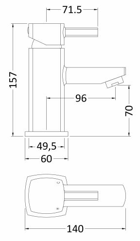 Technical image of Nuie Munro Basin & Bath Filler Tap Pack (Chrome).