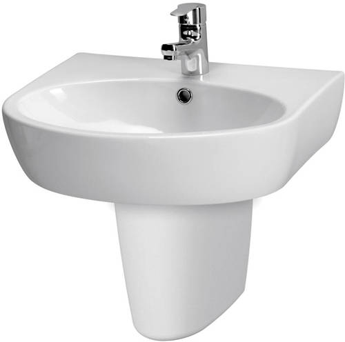 Larger image of Premier Cairo 550mm Basin & Semi Pedestal (1 Tap Hole).