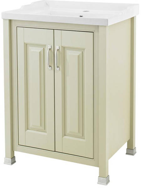 Larger image of Old London Furniture Vanity Unit & Ceramic Basin 600mm (Pistachio).