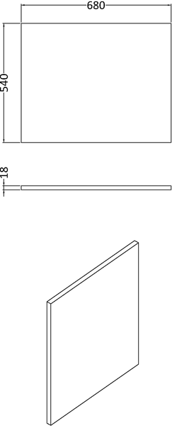 Technical image of Hudson Reed Baths 700mm End Square Shower Bath Panel (White).