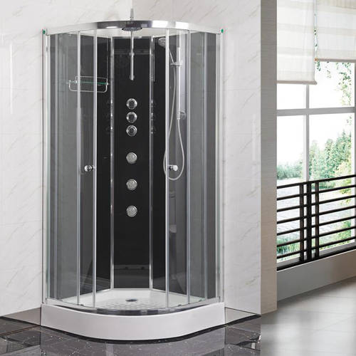 Larger image of Nuie Enclosures Quadrant Shower Cabin 1000x1000mm (Black).