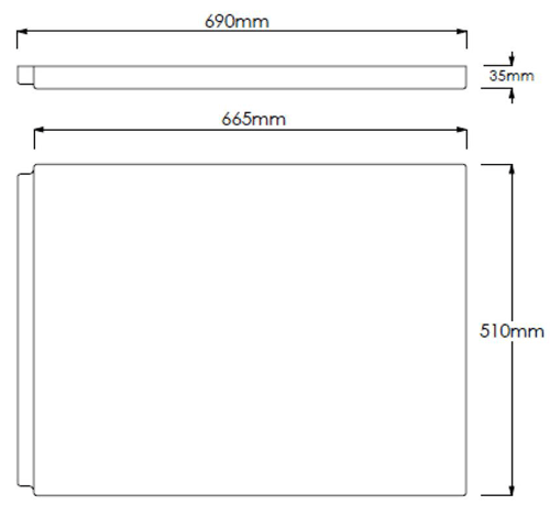 Technical image of Crown Bath Panels Side & End Bath Panel Pack (White, 1700x700mm).