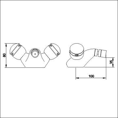 Technical image of Ultra Contour Mono bidet mixer (chrome/gold, standard valves)