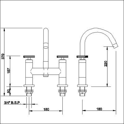 Technical image of Ultra Reno Bath filler with small swivel spout.