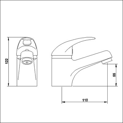 Technical image of Loop Single lever mono basin mixer with pop up waste.