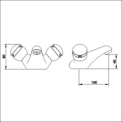 Technical image of Ultra Contour Mono basin mixer (chrome/gold, ceramic valve)